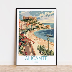 Elegante Spanien Reiseplakat, Spanien Stadt Wandkunst, Elegante Spanische Küste Drucken, Hochzeitsgeschenke, Personalisierte Reiseplakat