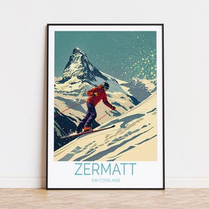 Zermatt Travel Print, Schweiz Zermatt Winter Wand Kunst, Zermatt Custom Travel Poster, Home Decor, Geburtstagsgeschenke, Hochzeitsgeschenke