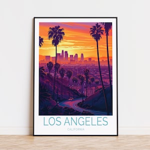 Los Angeles Travel Poster, California wall art, La California Wall decor, Los Angeles Birthday Gifts, Anniversary Print