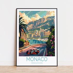 Monaco French Riviera Travel Print, Monaco Wall Art, France City Poster, Custom Travel Poster, Home Decor, Wedding Gifts
