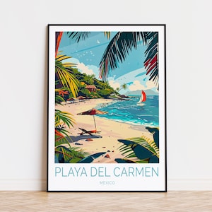 Playa Del Carmen Poster, Mexico City Wall Art, Playa Del Carmen Beach Poster, Mexico Artwork, Birthday Present, Honeymoon Gifts