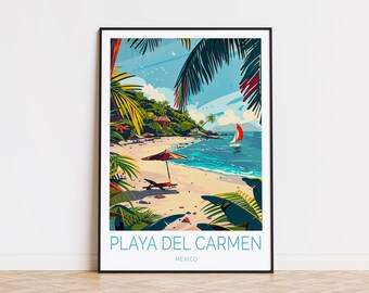 Playa Del Carmen Poster, Mexico City Wall Art, Playa Del Carmen Beach Poster, Mexico Artwork, Birthday Present, Honeymoon Gifts