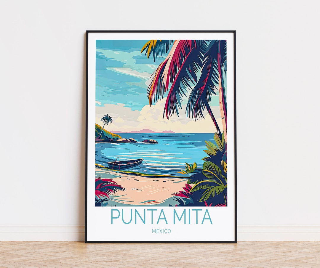 Punta Mita Travel Poster, Mexico Wall Art, Punta Mita Mexico Beach