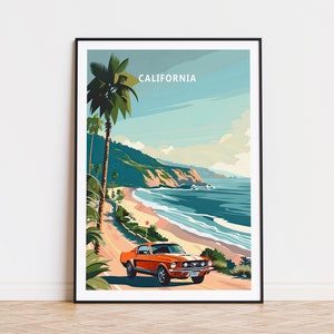 California Travel Poster, USA California Wall Art, USA California Coast Poster, Travel Home Decor, Birthday Present