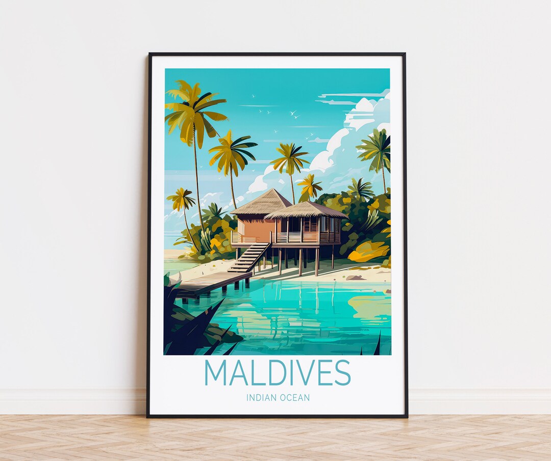 Maldives Travel Poster, Maldives South Asia Print, South Asia Wall Art ...