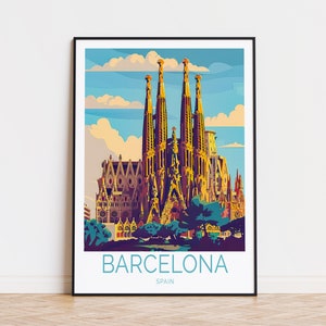 Barcelona Travel Poster, Spain Wall Art, La Sagrada Familia Poster, Custom Travel Poster, Home Decor, Personalised Gifts
