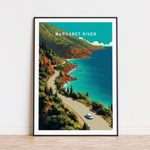 Margaret River Australia Travel Poster, Australia Wall Art, Margaret River Print, Birthday Present, Minimalist Cityscape, Home Decor
