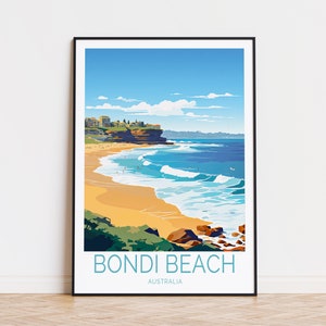 Bondi Beach Travel Poster, Australia Wall Art, Bondi Beach Australia Print, Coast Poster, Custom Travel Poster, Birthday Gifts