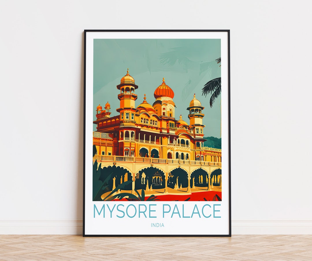 Mysore Palace Travel Poster, Mysore Palace India Wall Art, India Poster Print, City Poster