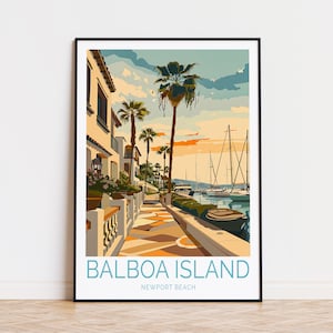 Balboa Island Newport Beach Print, Newport Strand Poster, Balboa Island Newport Beach Wandkunst, Reiseplakat, Flitterwochen Geschenk
