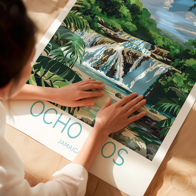 Ocho Rios Travel Poster, Jamaica Wall Art, Ocho Rios Print, Home Decor, Birthday Present