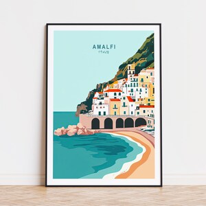 Amalfi Italy Travel Poster, Amalfi Italy Wall Art, Amalfi Italy Travel Print, Wedding Present, City Personalised Gifts