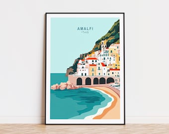 Amalfi Italy Travel Poster, Amalfi Italy Wall Art, Amalfi Italy Travel Print, Wedding Present, City Personalised Gifts