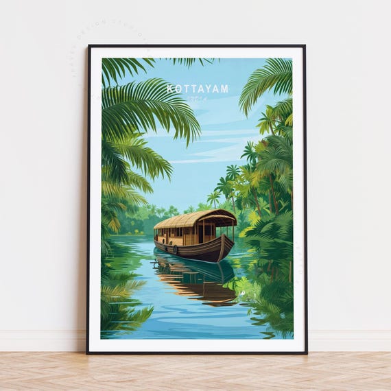 コッタヤム旅行ポスター、インドのウォールアート、コッタヤムインドの