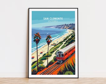 Impression voyage San Clemente, art mural en Californie, affiche de la plage de l'État de San Clemente, affiche de voyage personnalisée, cadeau d'anniversaire