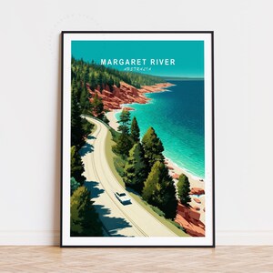 Margaret River Travel Poster, Australia Wall Art, Margaret River Australia Print, Minimalist Cityscape, Birthday Present, Housewarming Gifts