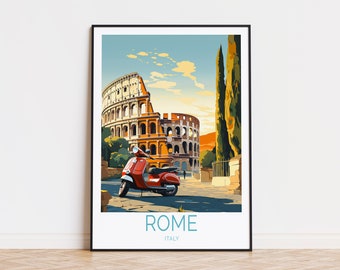 Rome Travel Poster, Italy Prints, Italy Colosseum Poster