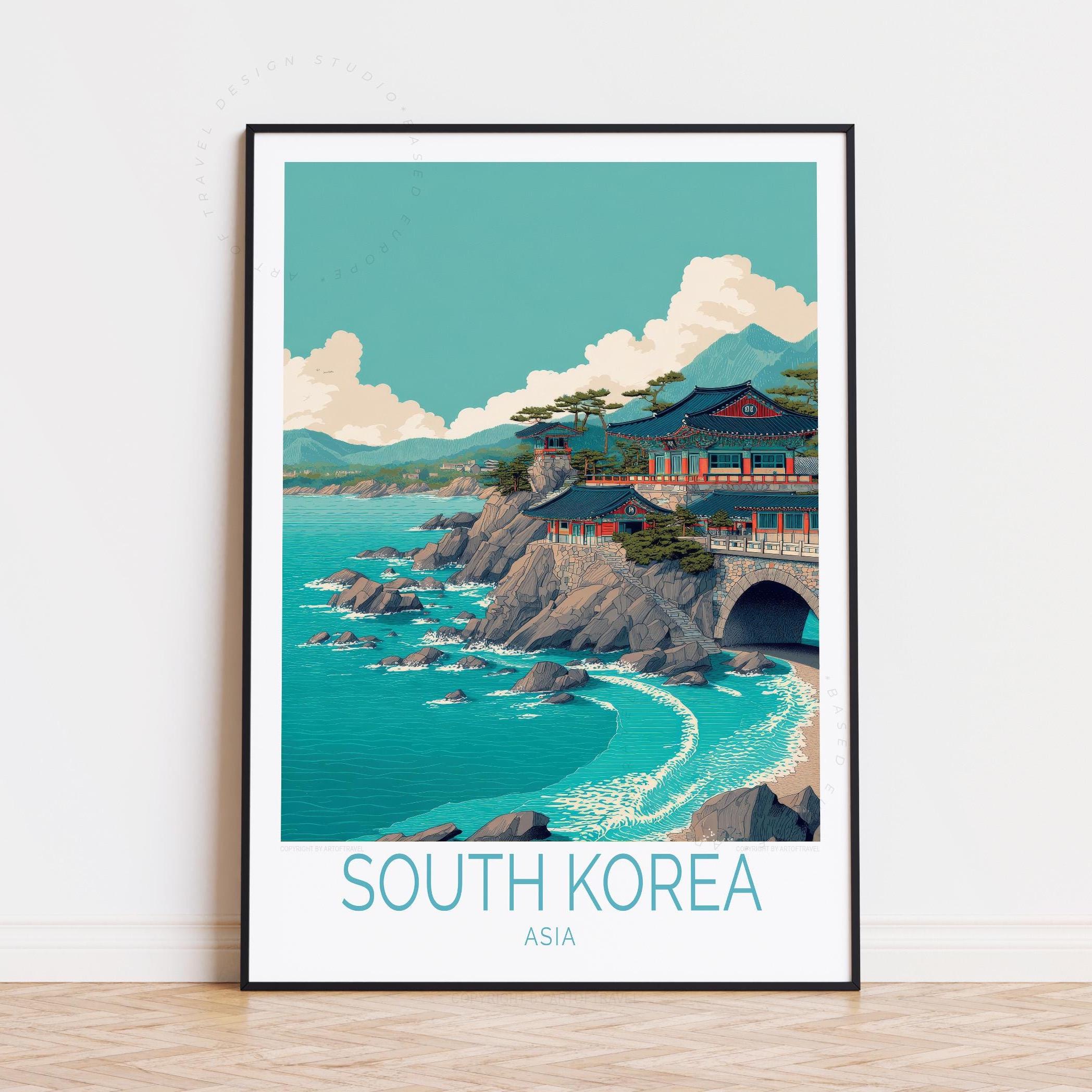 セール！ 洋書『Korean Temple Motifs』韓国 仏教美術 South Korea Travel Poster – Asian Coastal Wall Art, Korean Temple