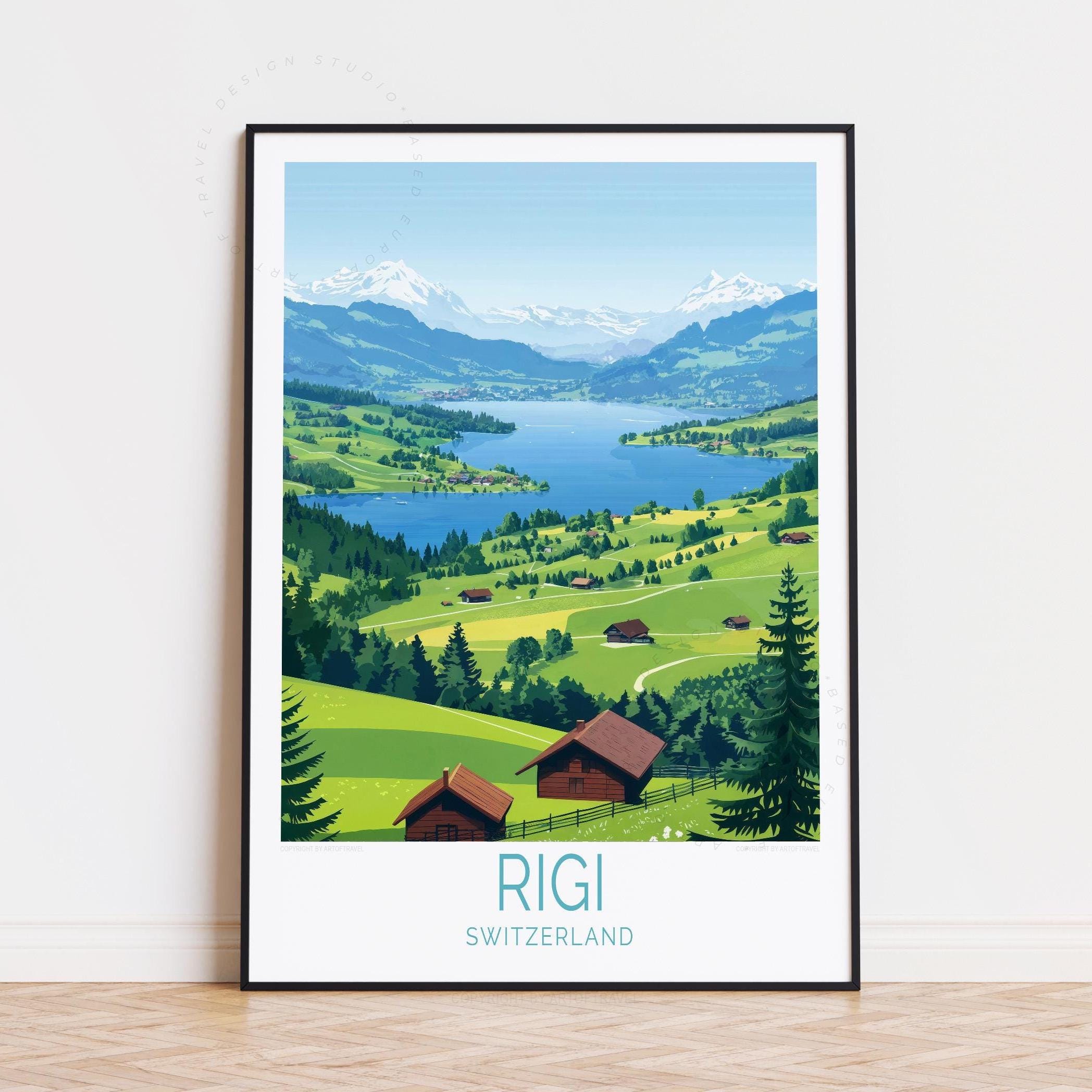 Rigi Mountain Travel Poster, Switzerland Wall Art, Rigi Switzerland Print, Rigi Wall Art, Home Decor, Birthday Present