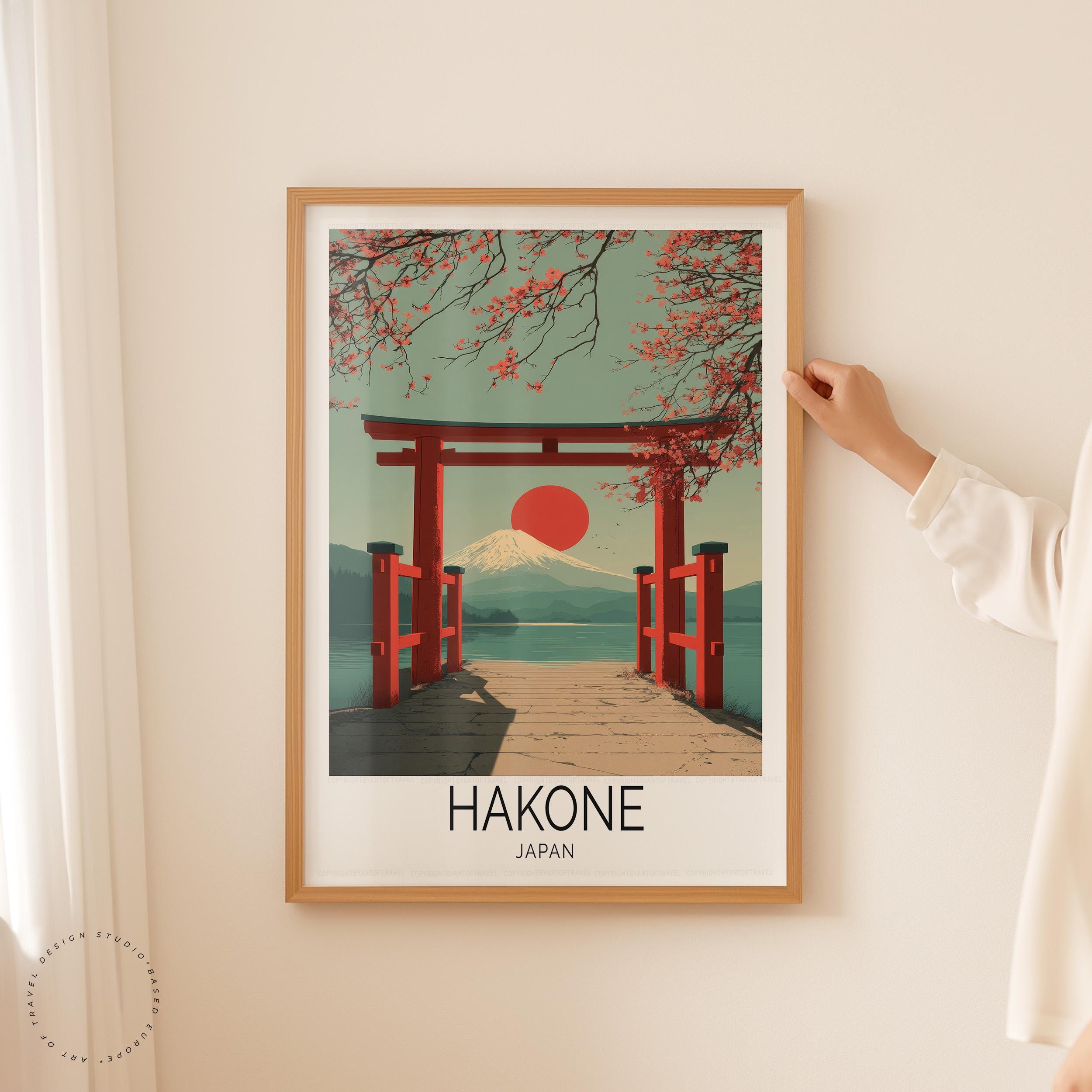 箱根日本ポスター - 富士山鳥居アート - Etsy 日本