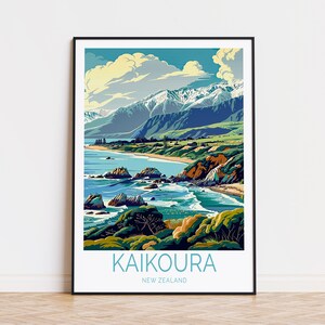 Kaikoura New Zealand Travel Poster, New Zealand Wall Art Decor, Kaikoura Coast Poster Print, Personalised Gifts, Birthday Present
