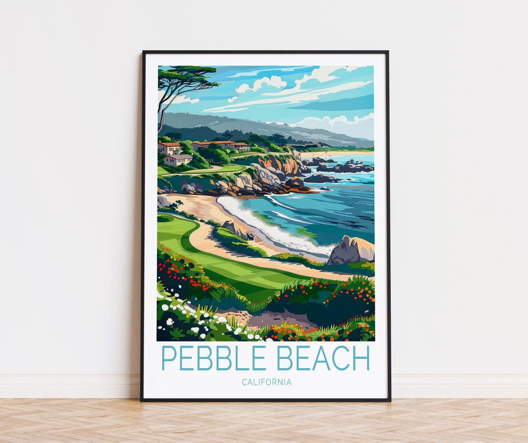 Pebble Beach Travel Poster, California Wall Art, Pebble Beach Print