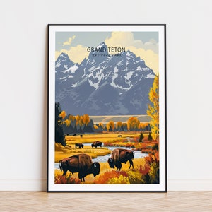 Grand Teton National Park Reiseplakat, Nationalpark-Druck, personalisiertes Reiseplakat, Geburtstagsgeschenk, Wohnkultur