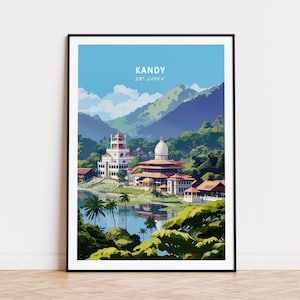 Kandy Sri Lanka Travel Poster, Sri Lanka Wall Art, Kandy Lake Poster, Home Decor, Birthday Present, Personalised Gifts