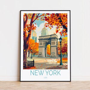 New York USA Stadt Poster, USA Reiseplakat, New York Herbst Druck, Reiseplakat, personalisiertes Geschenk, Hochzeitsgeschenk