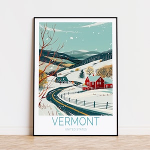 Vermont Reiseplakat, USA Zustand Reisewandkunst, Stowe Mountain Resort Plakat, USA Zustand Benutzerdefiniertes Reiseplakat, Geburtstagsgeschenk