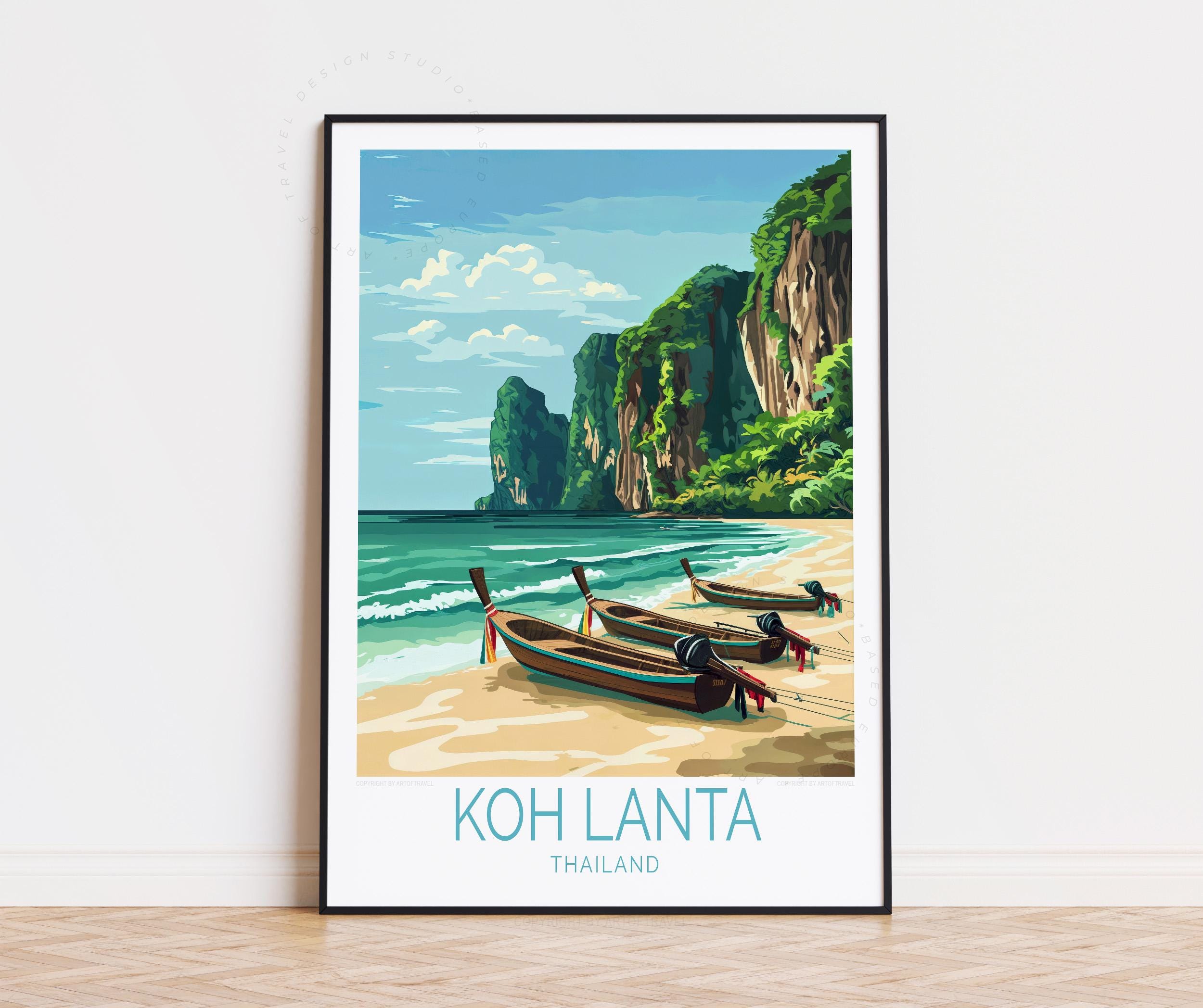 Koh Lanta Thailand Travel Poster, Thailand Wall Art, Koh Lanta Print, Home Decor, Birthday Gifts, Custom Travel Poster