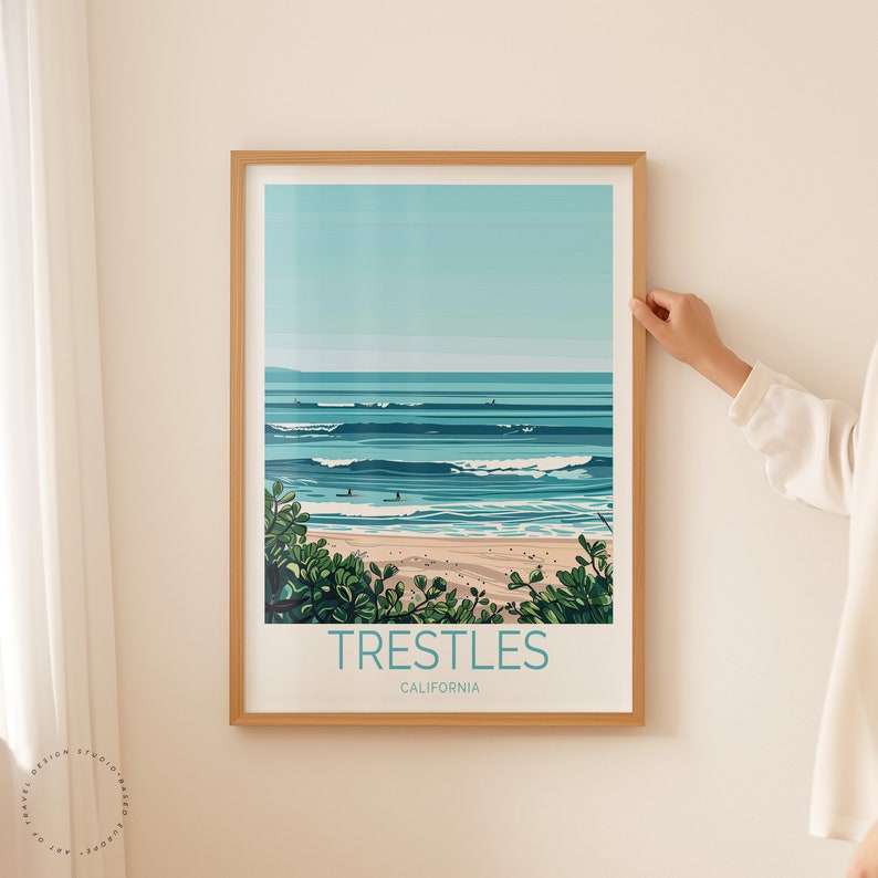 Trestles Travel Poster, California Wall Art, Trestles Coast Print