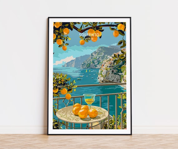 Sorrento Lemons Travel Poster, Italy City Print, Sorrento Italy Coast Wall Art, Home Decor, Honeymoon Present, Personalised Gifts