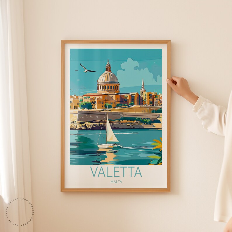 Valetta Travel Poster, Malta Wall Art, Valetta Malta Print