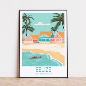 Cartaz de viagem de Belize para a América Central, Arte de parede da América Central, Impressão de Belize, Decoração de casa, Presentes de aniversário, Cartaz de viagem personalizado