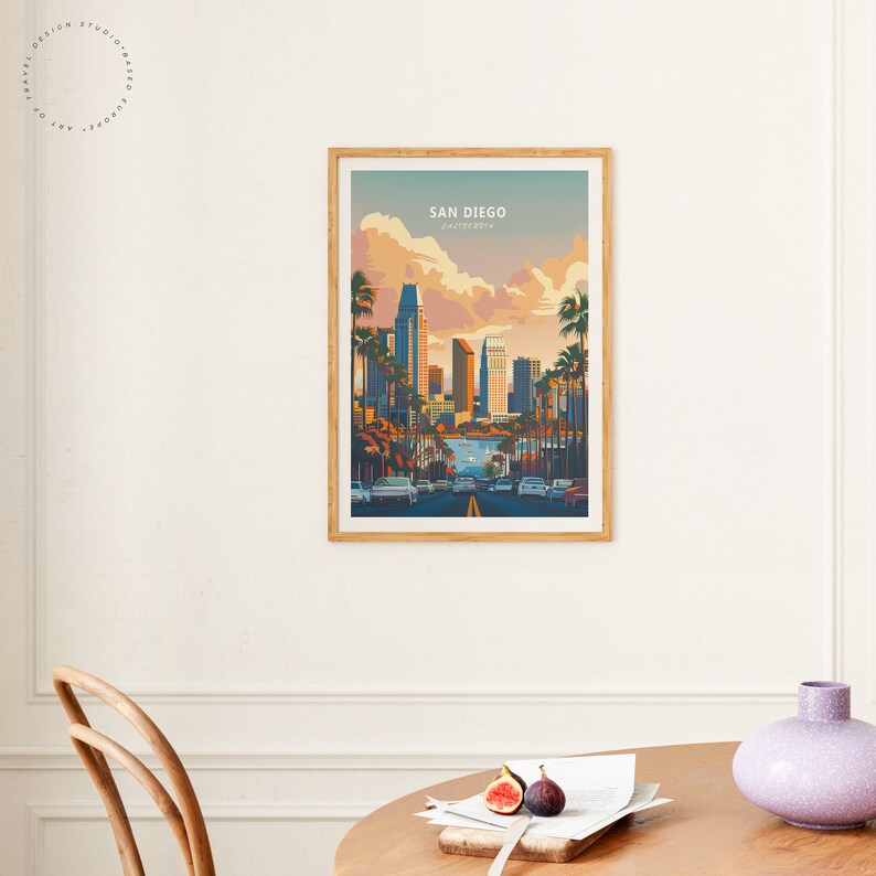 San Diego California Travel Poster, California Wall Art, Custom Travel