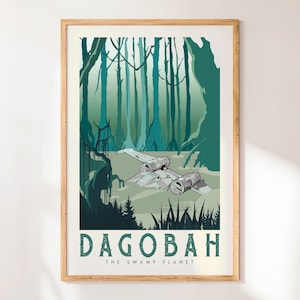 Dagobah, Star Wars Forest Mond von Dagobah, Retro Reise Poster, Star Wars Original Trilogy Prints, Yavin, Hoth, Kamino, Star Wars Wall Art