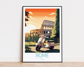 Rome Travel Poster, Italy Colosseum, Rome Colosseum Wall Art, Italy Poster, Travel Home Decor, Wedding Present, Birthday Gifts