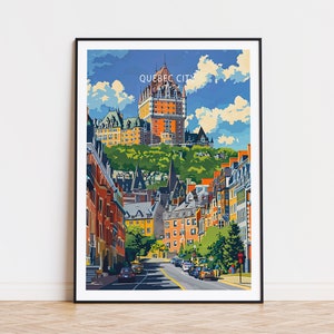 Impression voyage Québec Canada, impression Canada, décoration murale ville Québec Canada, affiche de voyage, cadeau de mariage, cadeaux personnalisés