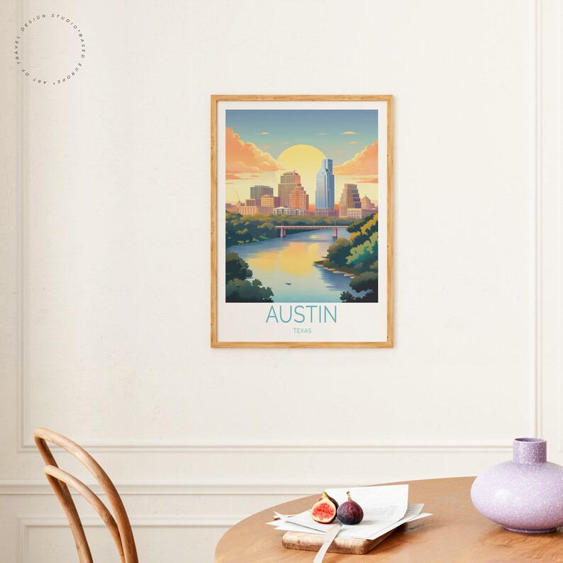 Austin Travel Poster, Texas Wall Art, Austin Texas Print, Custom Travel