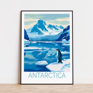Póster de viaje a la Antártida, arte mural del Polo Norte, póster de viaje personalizado a la Antártida, regalo de cumpleaños, regalos personalizados