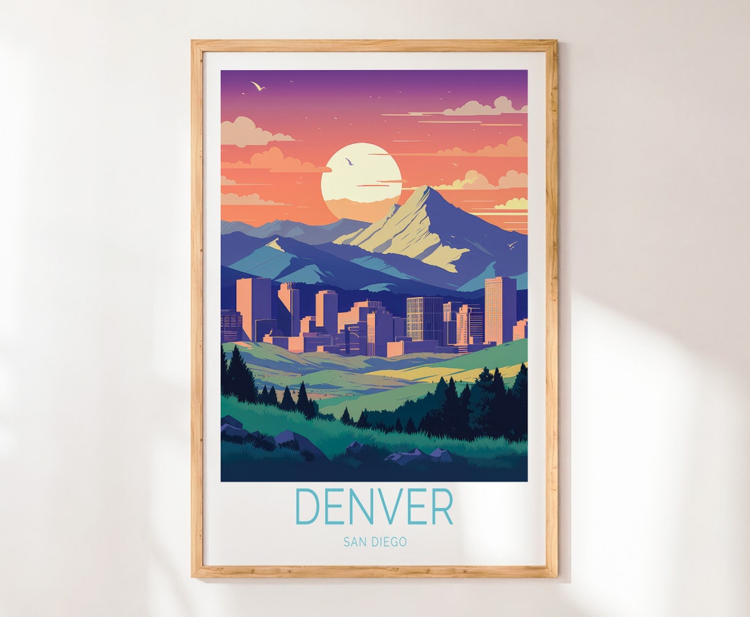 Denver Colorado Travel Poster Print Denver Colorado City Etsy
