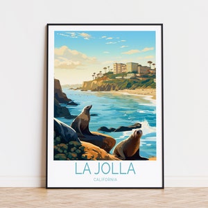 La Jolla Travel Poster, California Wall Art, La Jolla San Diego, United States, Personalised Birthday Gifts, Wedding Gifts