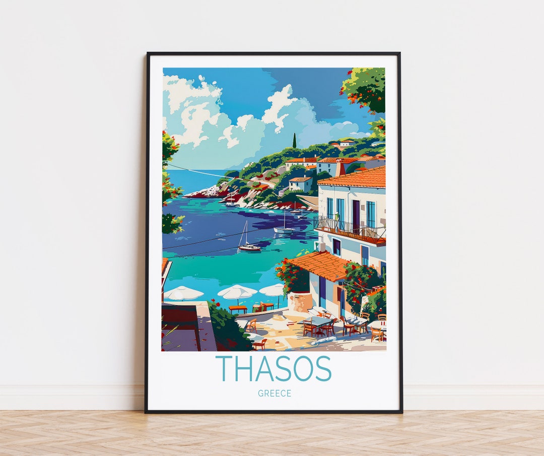 Thasos Travel Poster, Greece Wall Art, Thasos Print, Custom Travel
