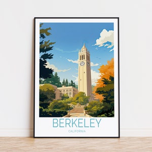 Berkeley Poster, California City Print, Berkeley California Wall Art, University Campus Print, Birthday Present, Personalised Gifts