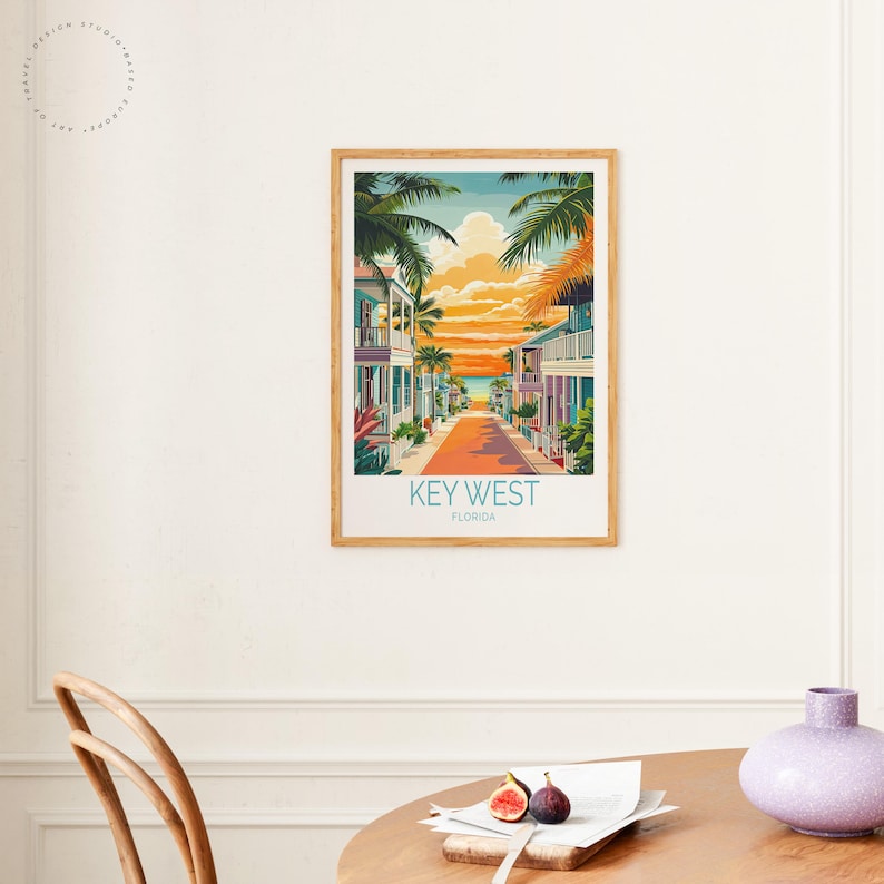 Key West Florida Travel Poster, Florida Wall Art, Key West Print, Personalised Travel Poster