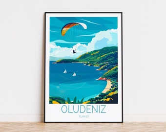 Ölüdeniz Fethiye Turkey Travel Poster, Turkey Wall Art, Ölüdeniz Travel Print, Mediterranean Sea, Anniversary Print