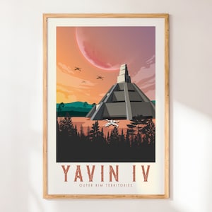 Yavin, Star Wars, Yavin Retro Travel Poster, Star Wars Original Trilogy Prints, Tatooine Kamino Hoth Endor A New Hope Empire Strikes Back