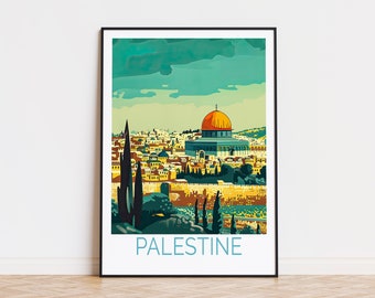 Cartaz de viagem da Palestina, impressão da Palestina, arte da parede da Palestina, pôster de viagem personalizado da Palestina, presentes da Palestina, presentes personalizados