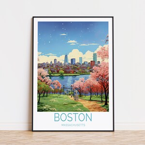 Boston Travel Poster, Massachusetts Wall Art, Boston Massachusetts Print, Home Decor, Birthday Gifts, Wedding Present